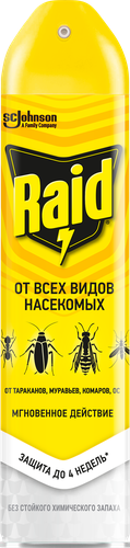 Аэрозоль от летающих и ползающих насекомых RAID, 300мл, вид