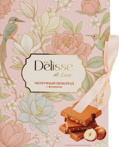 Шоколад молочный DELISSE DE LUXE с фундуком, 72г, фотография