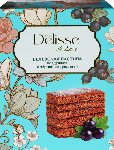 Пастила DELISSE DE LUXE Белевская воздушная с черной смородиной, 100г, изображение