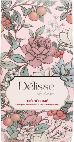Чай черный DELISSE DE LUX с апельсином и брусникой, 50г, крупный план