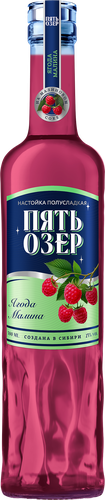 Настойка ПЯТЬ ОЗЕР Ягода малина 25%, полусладкая, 0.5л, вид