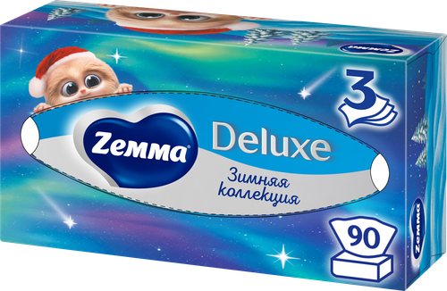 Салфетки бумажные ZEMMA Deluxe Design 3 слоя, в ассортименте, 90шт, изображение