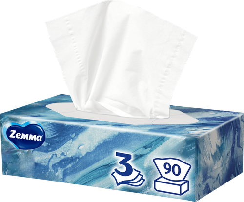 Салфетки бумажные ZEMMA Deluxe Design 3 слоя, в ассортименте, 90шт, вид