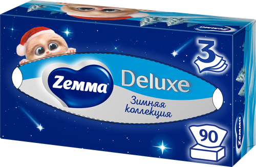 Салфетки бумажные ZEMMA Deluxe Design 3 слоя, в ассортименте, 90шт, детальное фото