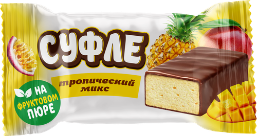 Суфле НЕВСКИЙ КОНДИТЕР Малиновое парфе и тропический микс, весовое, крупный план