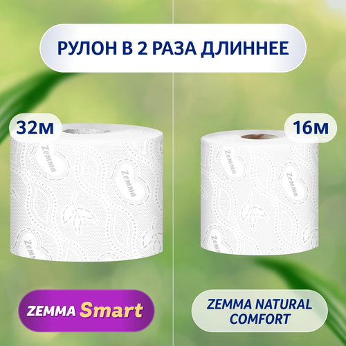 Бумага туалетная ZEMMA Natural Comfort Smart 3 слоя, 6шт, крупный план