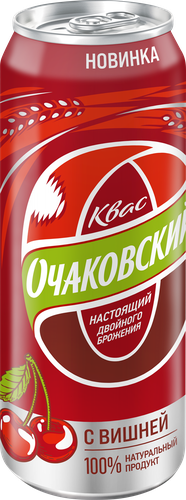 Квас ОЧАКОВО с вишней пастеризованный газированный, 0.45л, картинка