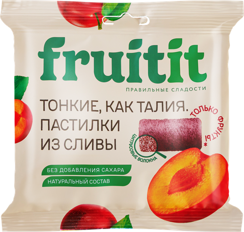 Пастилки фруктовые FRUIT Слива, без сахара, 70г, крупный план