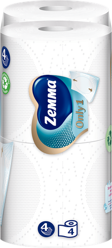 Бумага туалетная ZEMMA Only1 без аромата 4 слоя, 4шт, изображение