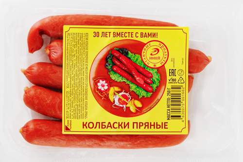 Колбаски полукопченые ИНЕЙ Пряные, 250г, фотография