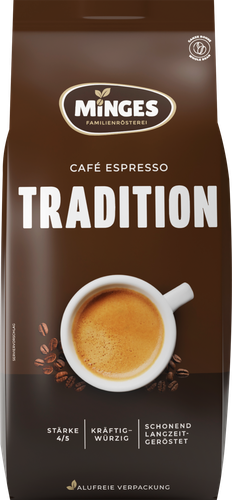 Кофе зерновой MINGES Espresso Tradition Beans Pack, 1000г, крупный план
