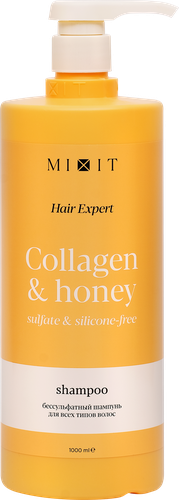 Шампунь для волос MIXIT Hair expert бессульфатный с коллагеном и медом, 1000мл, фотография