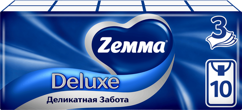 Платочки бумажные носовые ZEMMA Деликатная Забота 3 слоя, 100шт, детальное фото