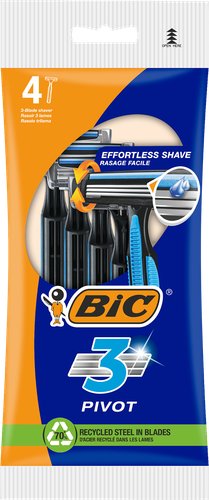 Бритва одноразовая мужская BIC Comfort 3 Pivot с 3 лезвиями, 4шт, картинка