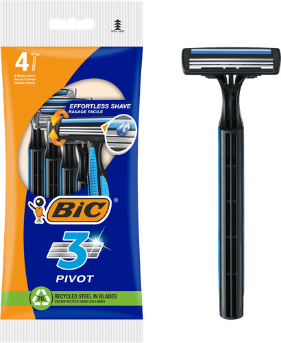 Бритва одноразовая мужская BIC Comfort 3 Pivot с 3 лезвиями, 4шт, вид