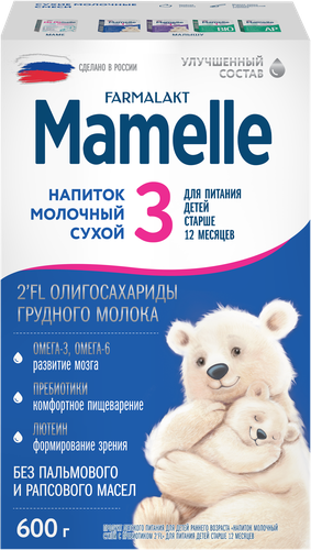Смесь молочная MAMELLE с пребиотиком 2'FL, с 12 месяцев, 600г, картинка