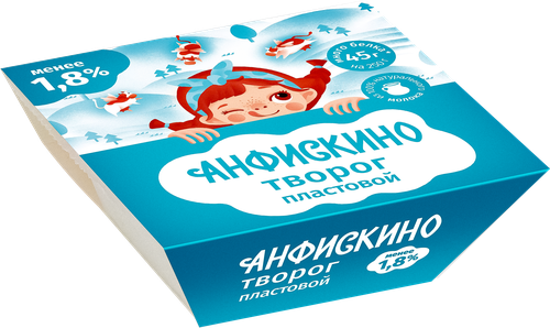 Творог пластовой АНФИСКИНО обезжиренный менее 1,8%, без змж, 250г, картинка