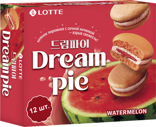 Печенье LOTTE Дрим пай со вкусом арбуза, 276г, детальное фото