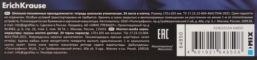 Тетрадь школьная ученическая ERICHKRAUSE Техно Дино, 24 листа, в клетку, детальное фото