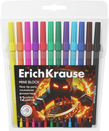 Фломастеры ERICHKRAUSE Кубомир, 12 цветов, 12шт, изображение