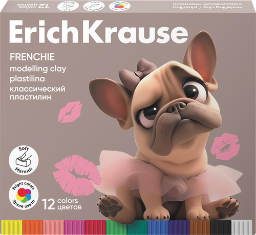 Пластилин ERICHKRAUSE Классический Френч 12 цветов со стеком, 192г, фотография