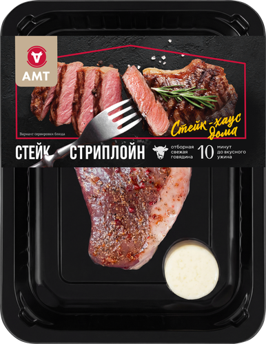 Стейк из говядины АМТ Стриплойн с лимонным маслом, 180г, фотография