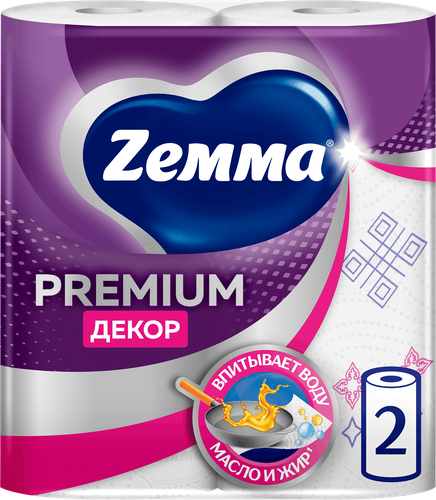 Полотенца бумажные ZEMMA Premium Decor, 2шт, фото