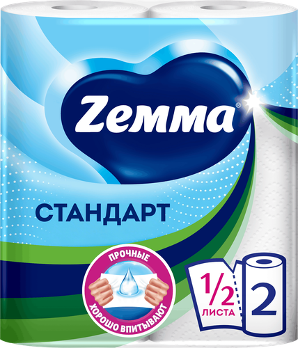 Полотенца бумажные ZEMMA Стандарт, 2шт, крупный план