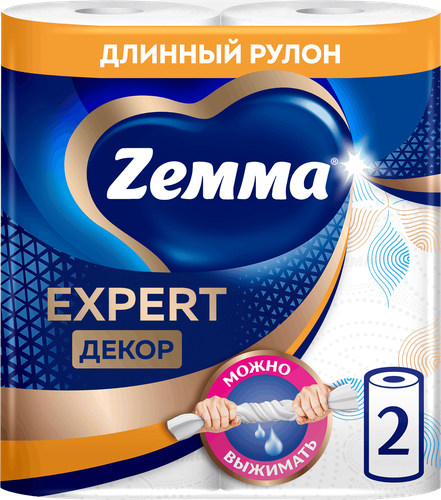Полотенца бумажные ZEMMA Expert Decor, 2шт, крупный план