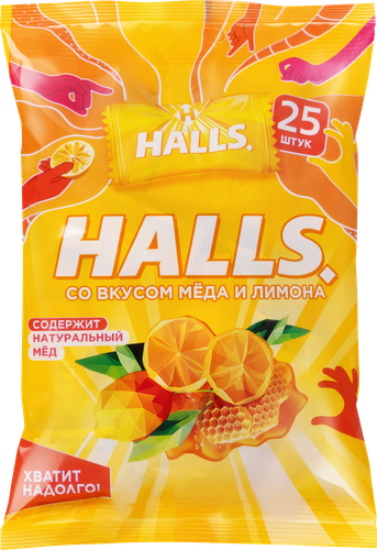 Карамель леденцовая HALLS со вкусом меда и лимона, 68г, фото