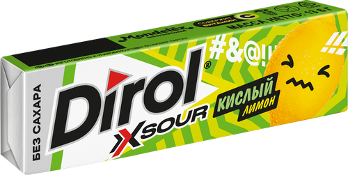 Жевательная резинка DIROL X Sour кислый лимон, без сахара, 13,6г, фотография