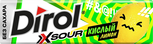 Жевательная резинка DIROL X Sour кислый лимон, без сахара, 13,6г, детальное фото