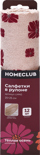 Салфетки HOMECLUB в рулоне, микрофибра, 25х25cм, Арт. LMN2, вид