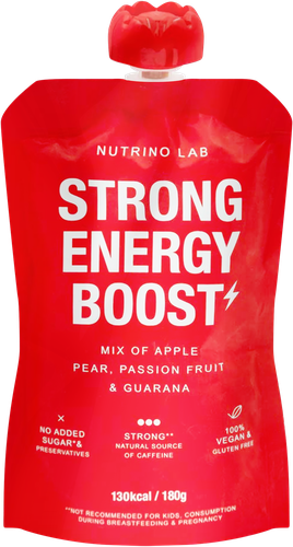 Пюре фруктовое NUTRINO LAB Strong Energy Boost, из яблока, груши, маракуйи и гуараны, 180г, фотография