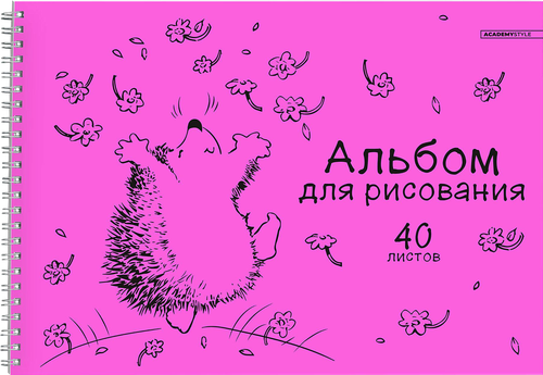 Альбом для рисования ACADEMY STYLE А4, 40 листов, евроспираль, обложка цветной пластик, в ассортименте, Арт. 16000, фото