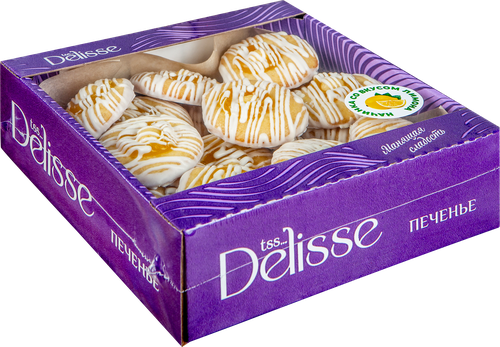 Печенье бисквитное DELISSE с начинкой со вкусом лимона, в белой глазури, 450г, картинка