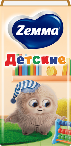 Платочки бумажные носовые ZEMMA Детские 3 слоя, 10шт, крупный план
