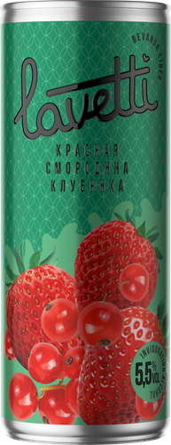 Сидр фруктовый LAVETTI со вкусом красной смородины и клубники, газированный ароматизированный сладкий фильтрованный пастеризованный, 0.25л