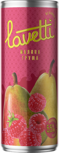 Сидр фруктовый LAVETTI со вкусом малины и груши, газированный ароматизированный сладкий фильтрованный пастеризованный, 0.25л