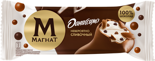 Мороженое МАГНАТ Даниссимо Невероятно сливочный, сливочное в молочном шоколаде с шариками 8%, без змж, эскимо, 62г, фото