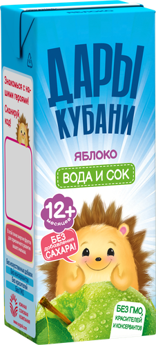 Напиток сокосодержащий ДАРЫ КУБАНИ Вода и сок Яблоко, с 12 месяцев, 200мл, детальное фото