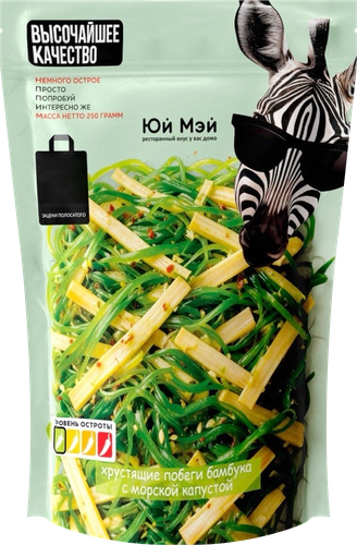 Побеги бамбука ЮЙ МЭЙ с морской капустой, 250г, крупный план