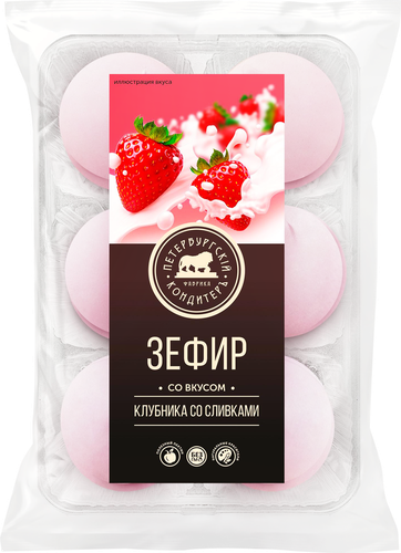Зефир ПЕТЕРБУРГСКИЙ КОНДИТЕРЪ Клубника со сливками, 300г, крупный план