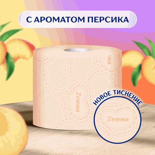 Бумага туалетная ZEMMA Deluxe Бархатистый персик 3 слоя, 12шт, детальное фото
