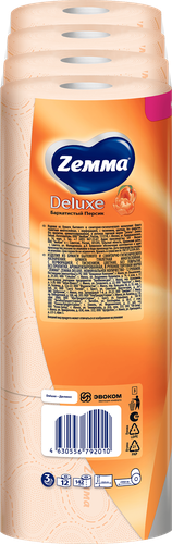 Бумага туалетная ZEMMA Deluxe Бархатистый персик 3 слоя, 12шт, изображение