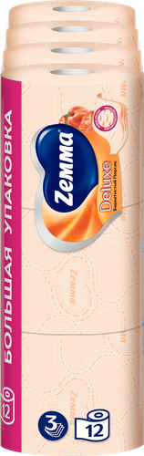 Бумага туалетная ZEMMA Deluxe Бархатистый персик 3 слоя, 12шт, вид