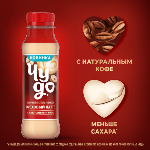 Коктейль молочный ЧУДО Орех, латте 2%, без змж, 270г, вид