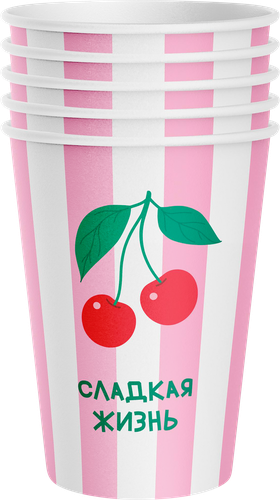 Стаканчики бумажные CITY HOME TRADE Пикник Фрукты 250мл, Арт. CUP250, 6шт, фотография