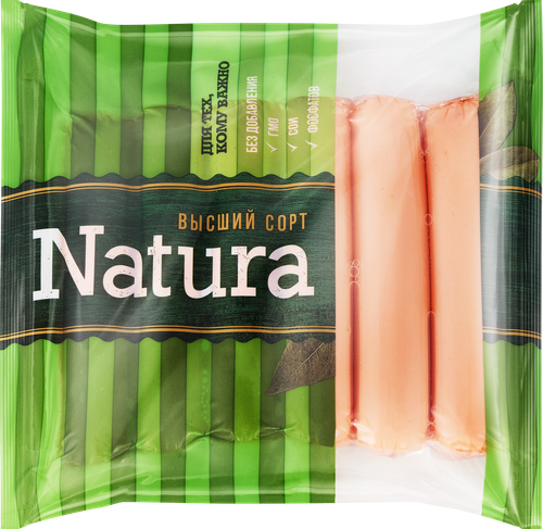 Сосиски NATURA Классические, высший сорт, 320г, крупный план