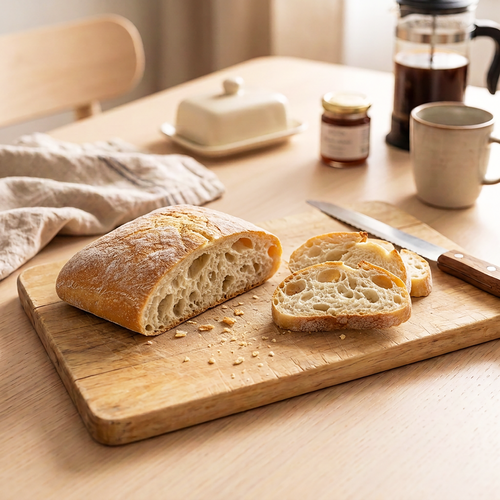 Чиабатта пшеничная на закваске, 250г, крупный план
